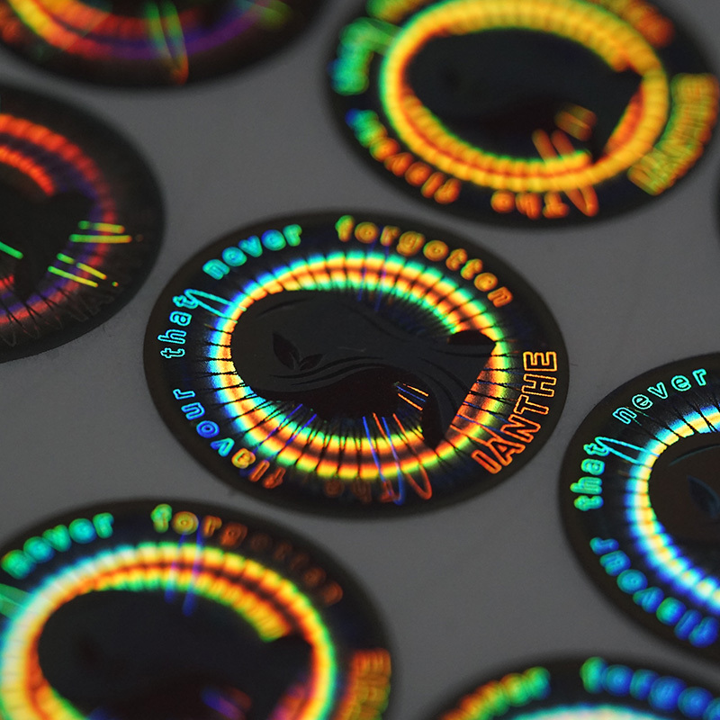 Custom Self-adhesive Logo Printing Anti-faking Rainbow Security Label Laser Silver Circle Safety Seal 3D Hologram Foil Stickers