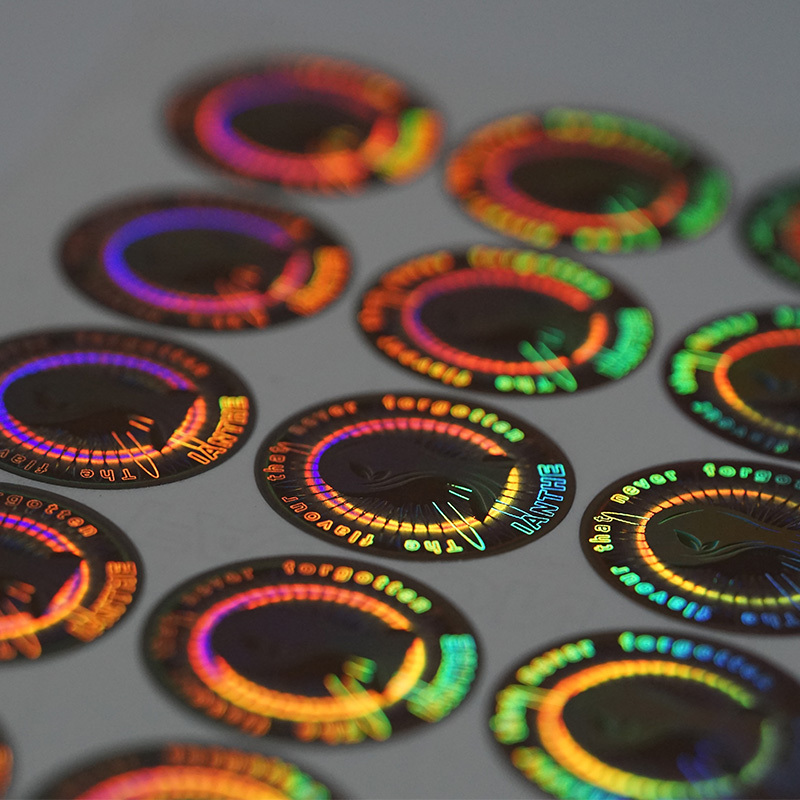 Custom Self-adhesive Logo Printing Anti-faking Rainbow Security Label Laser Silver Circle Safety Seal 3D Hologram Foil Stickers