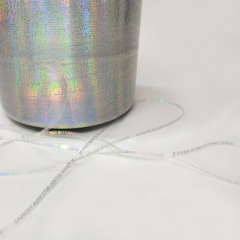 PET Transparent UV Prining Customized Security Tear Strip Tape Holographic Letters Thread in Roll