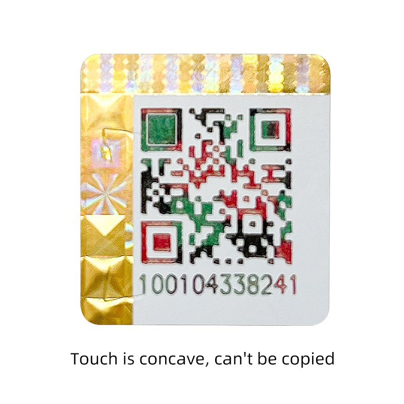 3D Unique Concave Scratch-off Serial Number Hologram Self-adhesive Custom Security Anti-counterfeiting Qr Code Label Stickers