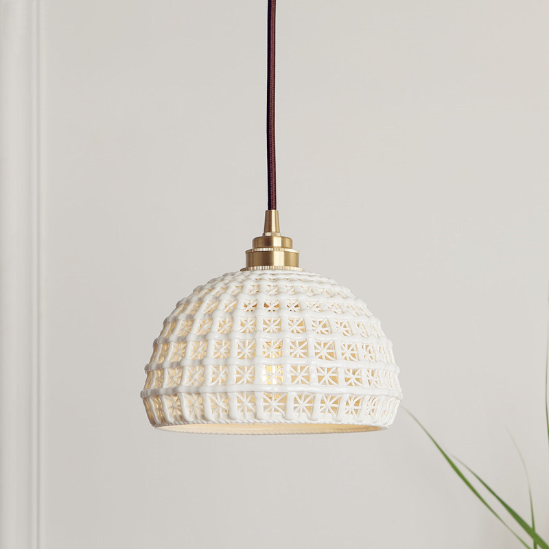 Nordic Style Modern Pendant Light Fixtures White Ceramic Hanging Lamp