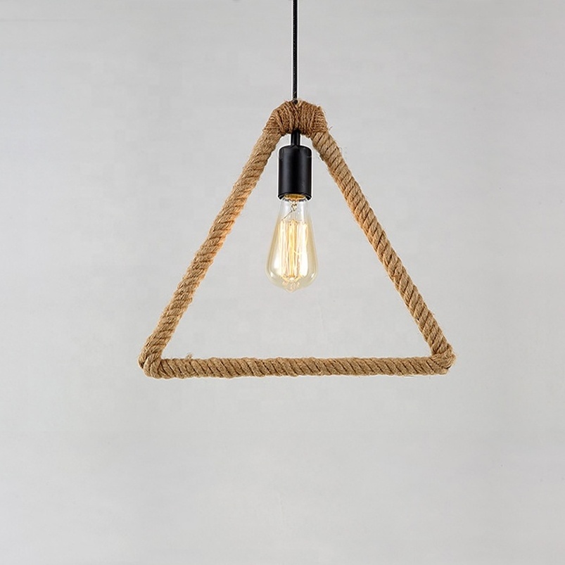 Retro Hemp Rope Pendant light E27 Loft Decorative Rustic Lamp Fixtures