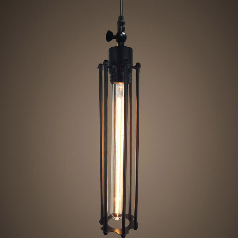 Industrial Long Tube Warm White Edison Bulb Metal Pendant Light E27