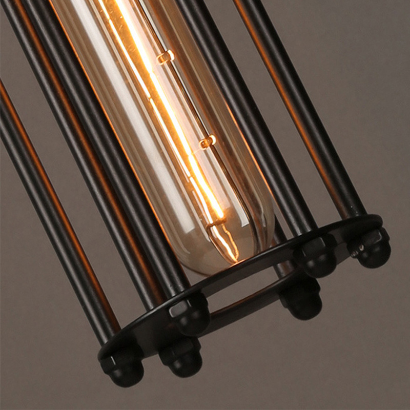 Industrial Long Tube Warm White Edison Bulb Metal Pendant Light E27