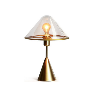 Nordic Mushroom Table Lamp Bedroom Bedside Lamp Gold Glass Modern Minimalist Umbrella Shade Light Luxury Table Lamp