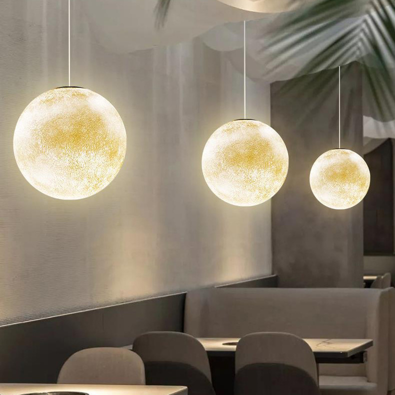 Nordic Pendant Lights Kitchen Hanging Round Creative Moon chandelier Designer Pendant Lamp