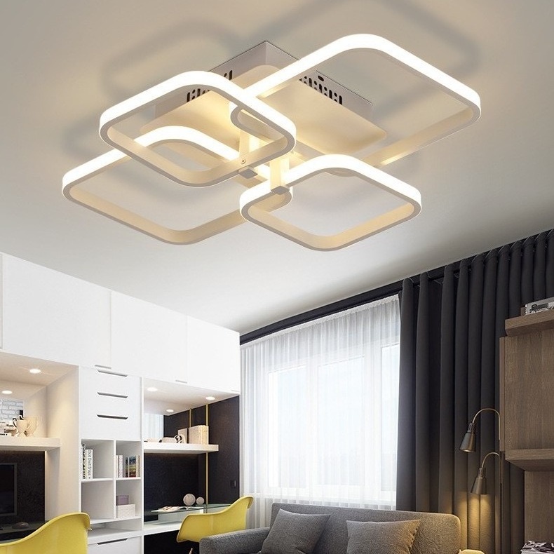 Dimmable modern led square simple geometry chandelier light For Living Room