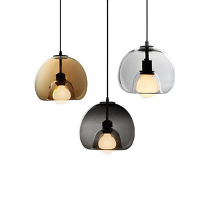 Decorative modern luxury smoke grey glass ball bedroom art design nordic pendant light