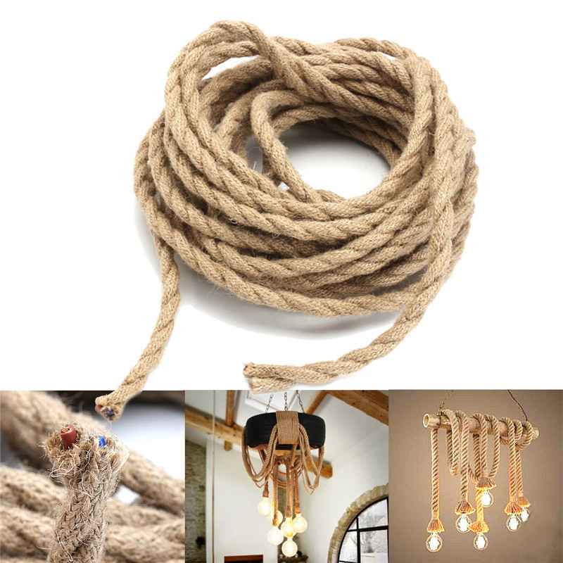 2x0.75mm Hemp Rope Wire Retro DIY Braided Fabric Electrical Wires Cable Twin Twisted Pendant Lamp Cable Wire