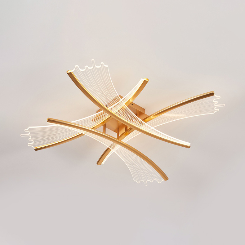 Modern Decorative Acrylic Lighting Flush Mount Luxury Gold Led Ceiling Lamp for Drawing Room