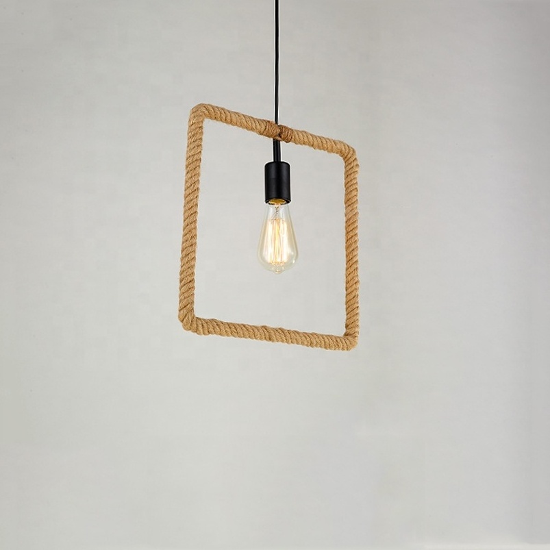 Retro Hemp Rope Pendant light E27 Loft Decorative Rustic Lamp Fixtures