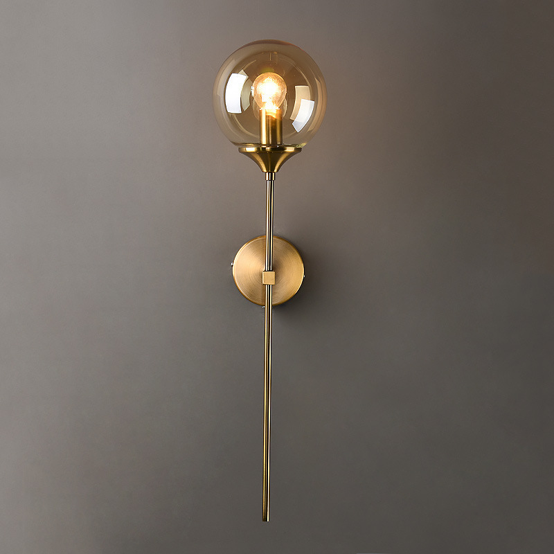 Modern Glass Bedroom Wall Lamp Nordic Gold Color Wall Lamp