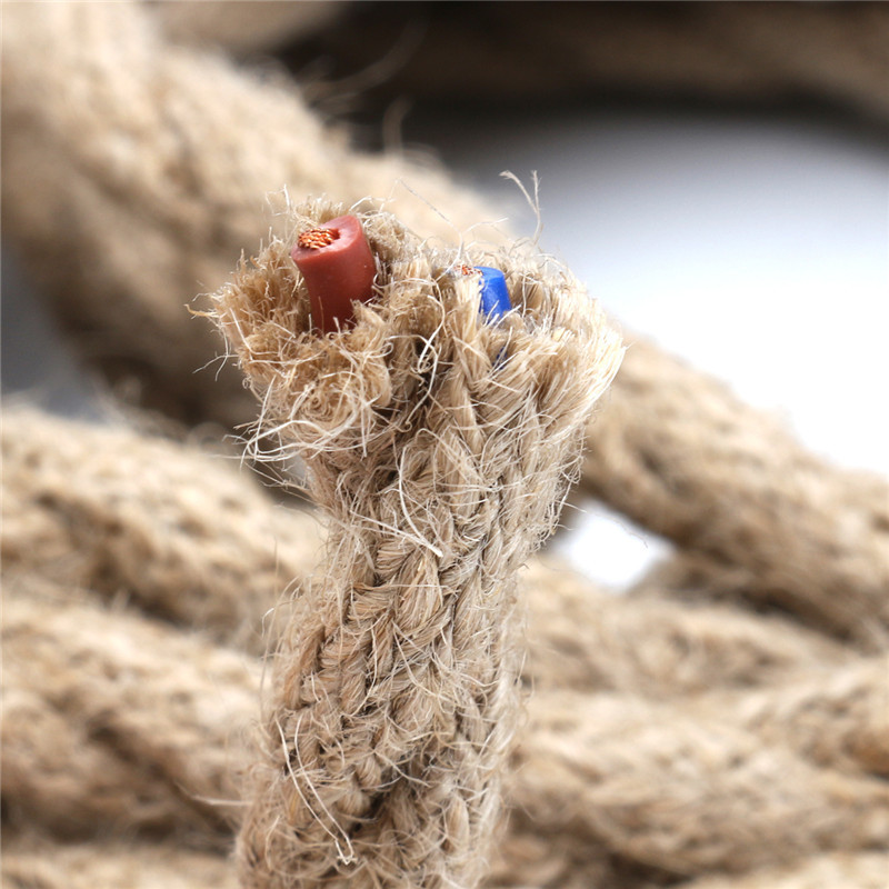 2x0.75mm Hemp Rope Wire Retro DIY Braided Fabric Electrical Wires Cable Twin Twisted Pendant Lamp Cable Wire