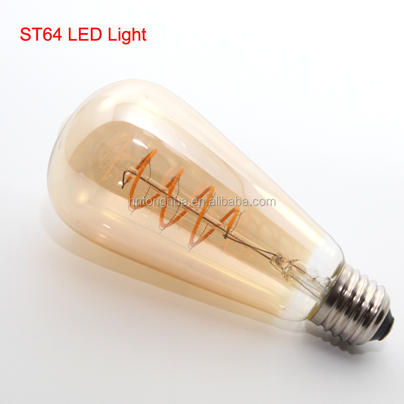 New products 4W Soft filament LED edison bulb 110V/220V E26/E27 Spiral filament led bulb