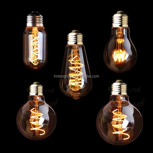 T45 A19 ST64 G80 G95 G125 Dimmable Spiral LED Filament Light Bulb 3W 2200K E27 110V/220V