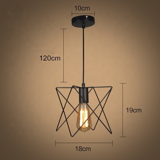 Simple Design Iron Black Cage Pendant Light E27 Modern Lamp Fixture