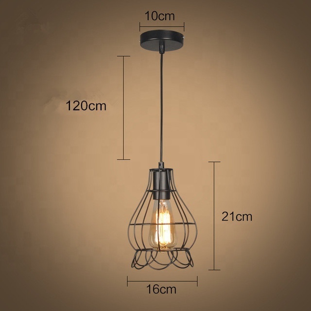 Simple Design Iron Black Cage Pendant Light E27 Modern Lamp Fixture