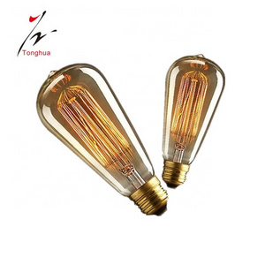 Tonghua Vintage Decorative High Quality Glass Shell Edison Filament Bulb ST64-19AK E27 E26 Lamp Holder Hanging Light Bulb