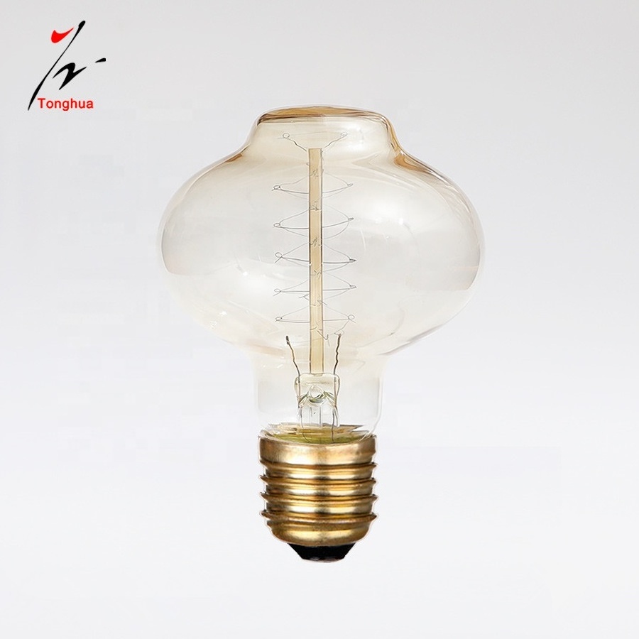 Retro Vintage Lanten-Shaped L80 E27 40W 220V Ampoule Edison Lamp Filament Incandescent Light Bulb LED Lamp Decor