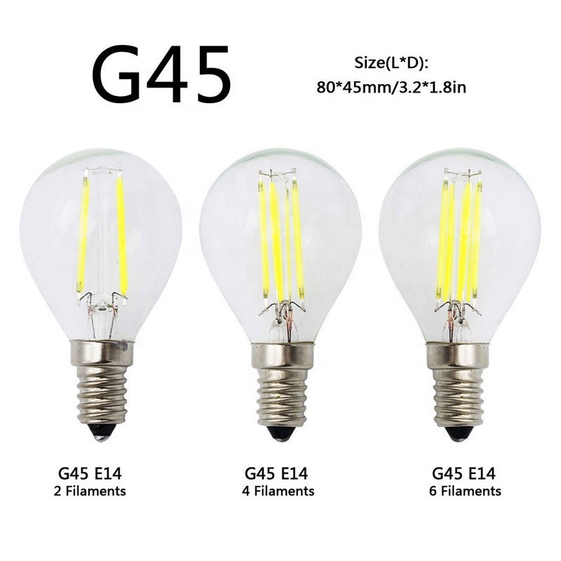 Edison Retro bulb G45 LED 2W 4W 6W Filament Light Bulb E27 E14 220V Glass shell Vintage Style Led Lamp