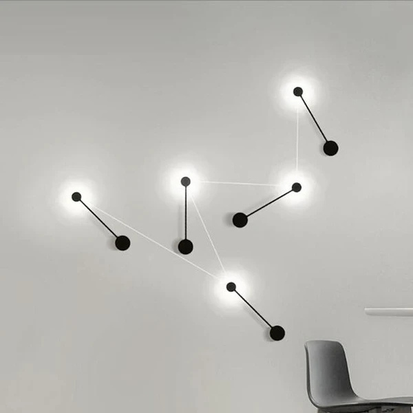 Modern Circular Art Deco LED Wall Lamp Black Multi Heads Wall Light