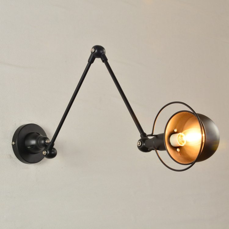 Wholesale Industrial Sconce Light Designer Home Indoor Decor Iron Swing Long Arm Wall Lamp