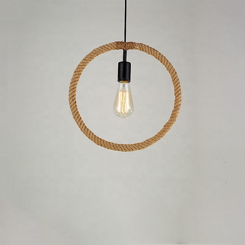 Retro Hemp Rope Pendant light E27 Loft Decorative Rustic Lamp Fixtures