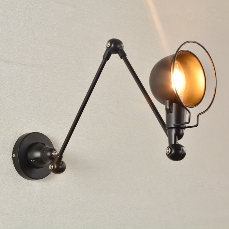 Wholesale Industrial Sconce Light Designer Home Indoor Decor Iron Swing Long Arm Wall Lamp