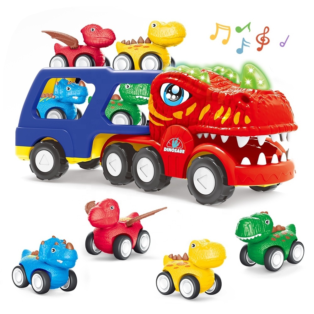 Toddler Car 5-in-1 Dinosaur Vehicle Trucks Toys with Sounds & Lights Toys for Boys Dinosaur Toys for Kids