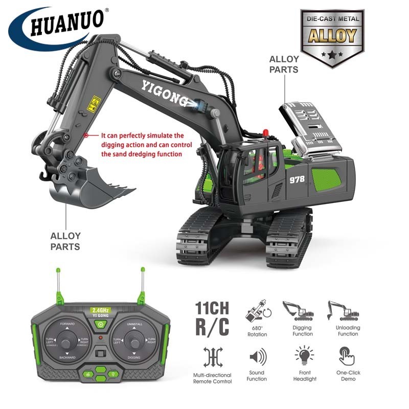 2.4G 1:20 Alloy Rc Excavator Engineering Truck Diecast Metal Rc Digger Excavator Machine Model for Kids