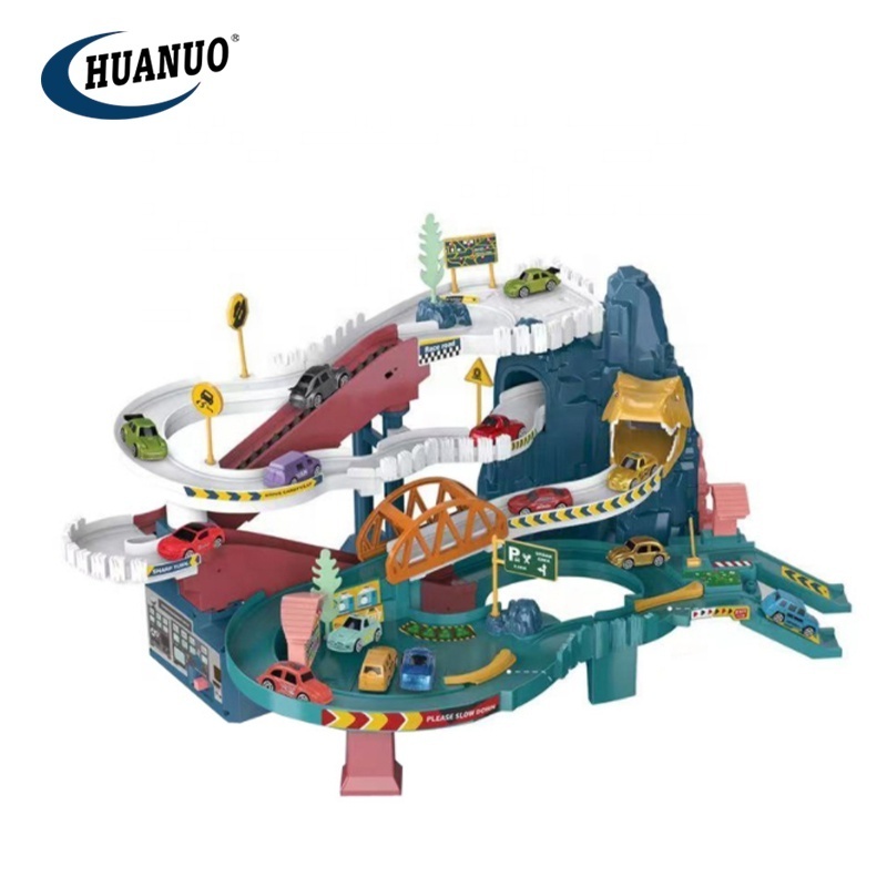 High Quality Kids Pretend Play Dinosaur Winding Mountain Highway Track Car Dinosaur Rail Parking Lot Toy