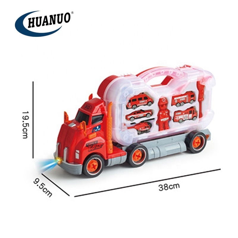 Wholesale Fire engine truck toy Free wheel plastic Fire truck toy car model toy with music light and Projection For Boy