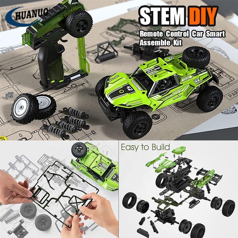 DIY RC Car Building Kits 1: 18 Scale  Remote Control Car Assembly Kits 74PCS DIY STEM Toy Car for Boys and Girls