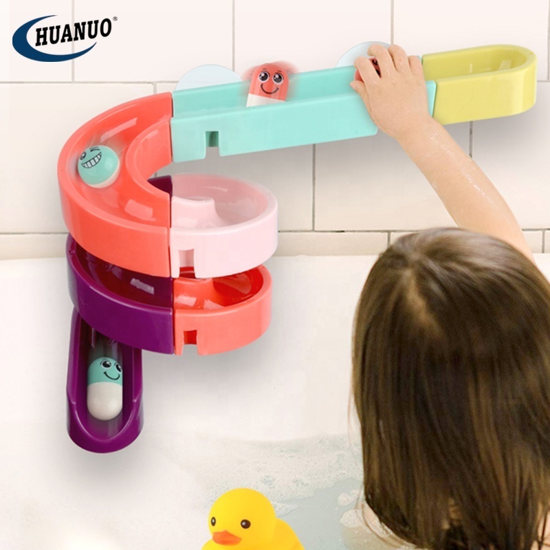 44 pcs Bath Toy Duck Slide Water Slide Track Baby Play Bathing Toy For Kids Bathtub Toy With Sucker