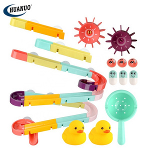 44 pcs Bath Toy Duck Slide Water Slide Track Baby Play Bathing Toy For Kids Bathtub Toy With Sucker