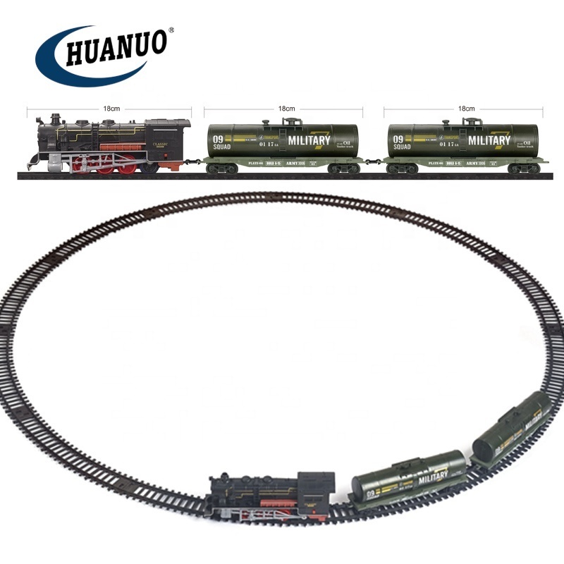 Classical Train Toy Electric track car toys light music retro simulation train tracks toys for kids