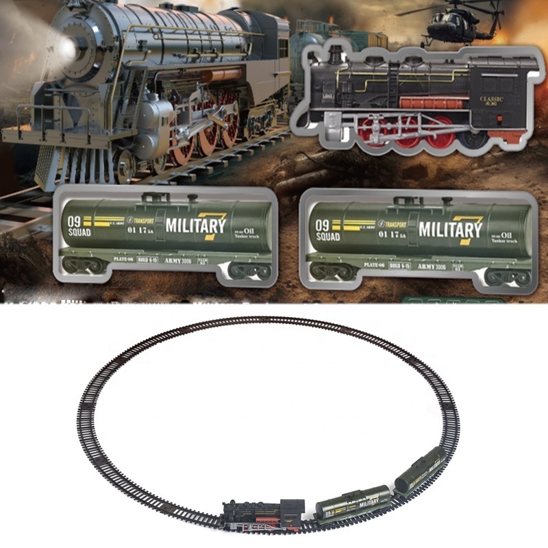 Classical Train Toy Electric track car toys light music retro simulation train tracks toys for kids