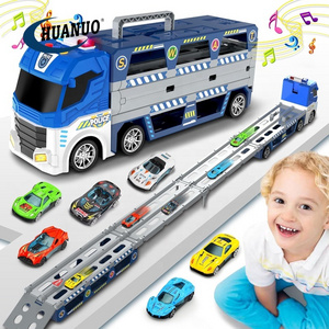 Kids Deform Catapult Car Carrier Truck Car Set with LED Lighting and Music Songs Toy Truck