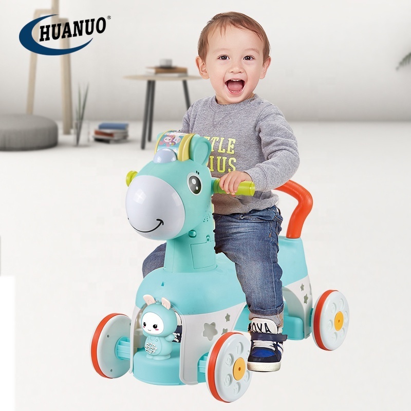 High Quality Multifunctional Music Horse Baby Learning Walker Stroller Plastic Kids Ride On Car