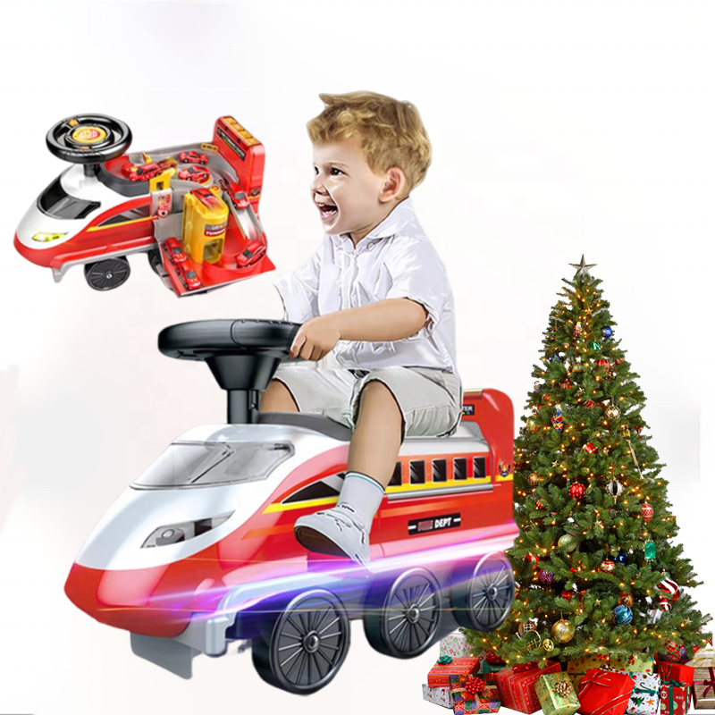 2 IN 1 Electric Battery Power High Speed Train Rail Police Toy Car Adventure Children Kids Slide Ride on Car