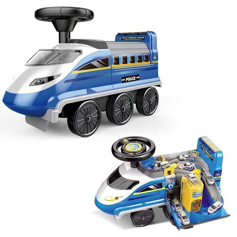 2 IN 1 Electric Battery Power High Speed Train Rail Police Toy Car Adventure Children Kids Slide Ride on Car