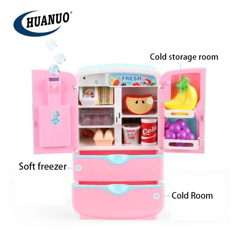 High quality electronic Children pretend play at house kitchen mini toy refrigerator