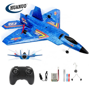 Kids Jet Fighter Toy F-22 Raptor 2.4Ghz 6-axis Gyro Remote Control Plane with Light Strip RC Airplanes