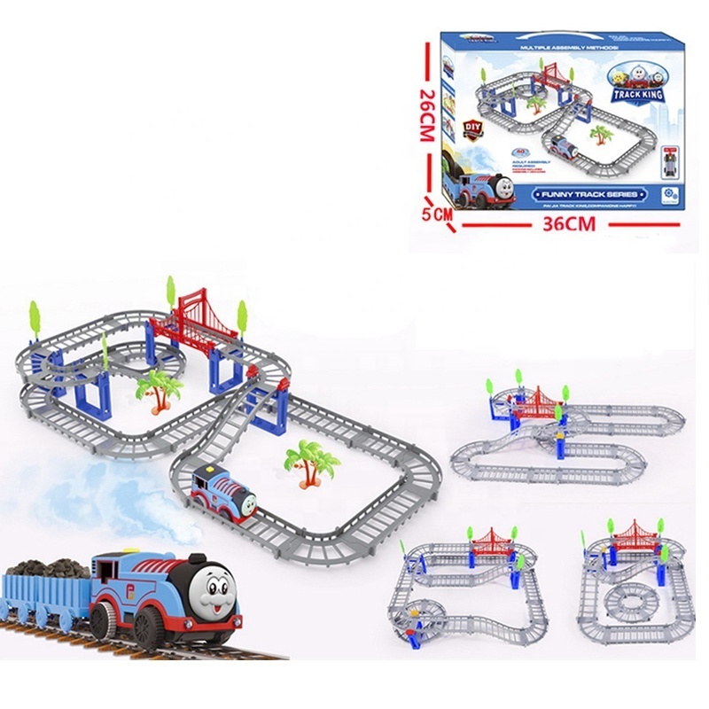 light and music colorful slot car set race track toys electric train railway toy