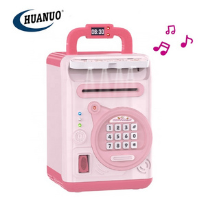 Rechargeable Kid Bank Toy Bank Save Money Pretend Play Toy pink ATM savings bank money box With Light & Clock