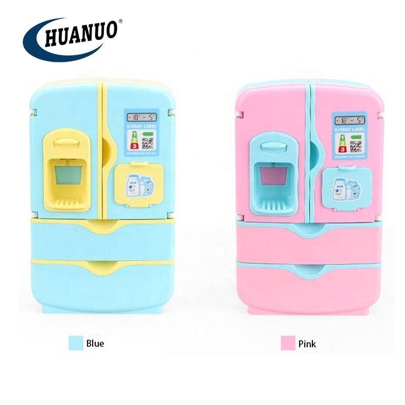 High quality electronic Children pretend play at house kitchen mini toy refrigerator