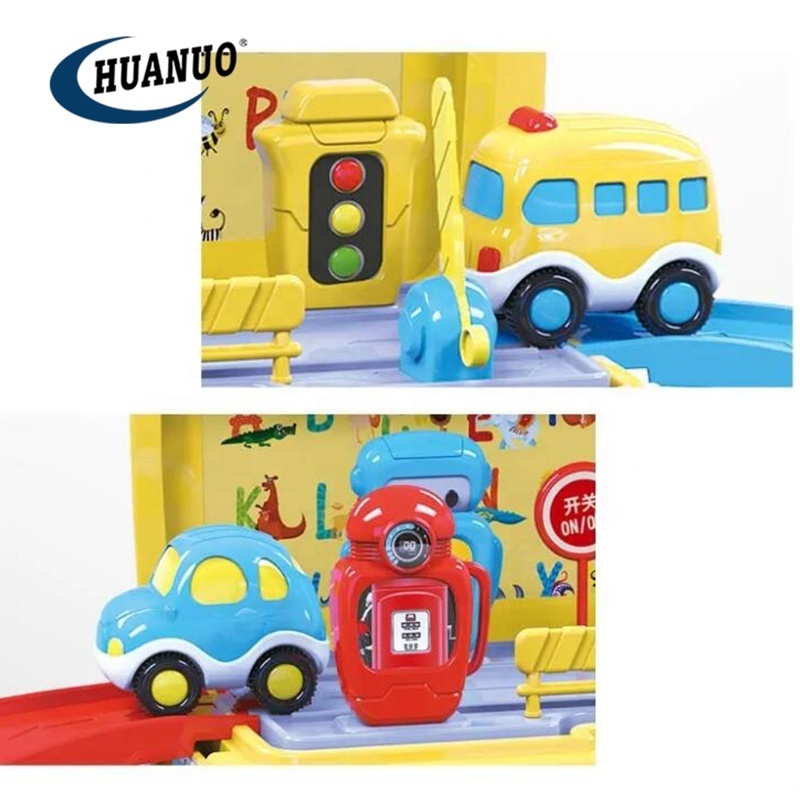 High Quality Kid Educational Diy Rail School Bus Toy Plastic Ride On Track Bus Toy