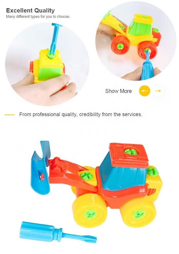 education DIY excavator truck plastic building blocks kit assemble toy car for kids