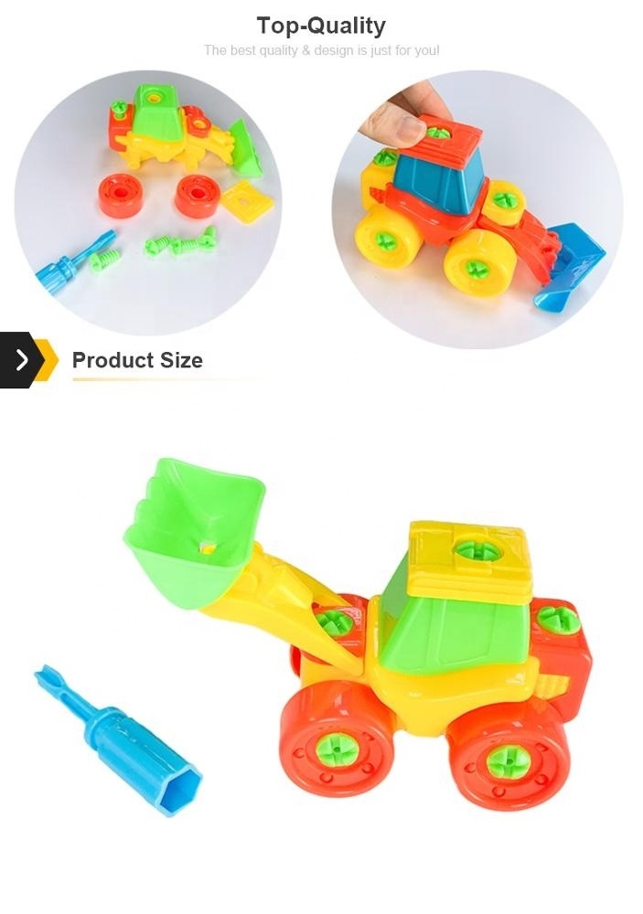 education DIY excavator truck plastic building blocks kit assemble toy car for kids