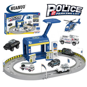 Hot sell track set police fire and city track car toy boy's favourite track car parking lot